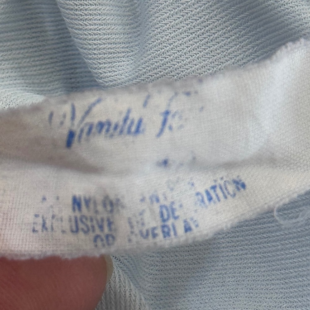 Vintage Vanity Fair Pajama Set Blue Nylon Lace Trim Button Front Size M USA Twee - Picture 8 of 8